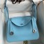 Hermes Lindy 26 Handmade Bag In Blue Atoll Clemence Leather HD1377zQ99