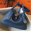 Hermes Lindy 26cm Bag In Blue Agate Clemence Leather PHW HD1414UW33