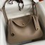 Hermes Lindy 30 Handmade Bag In Taupe Clemence Leather HD1437aM39