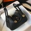 Hermes Lindy Mini Bag In Black Clemence Leather GHW HD1457AM45