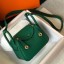 Hermes Lindy Mini Bag In Green Clemence Leather GHW HD1461Sx31
