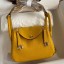 Hermes Mini Lindy Handmade Bag In Jaune Ambre Clemence Leather HD1580bR82