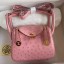 Hermes Mini Lindy Handmade Bag In Rose Sakura Ostrich Leather HD1591wh86