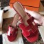 Hermes Oasis Sandals In Red Shiny Niloticus Crocodile HD1636dX32