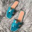 Hermes Oran Sandals In Blue Paon Shiny Niloticus Crocodile HD1671Mc61