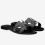Hermes Oran Studs Sandals In Black Leather HD1752Yn66