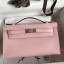 High Quality Replica Hermes Kelly Pochette Handmade Bag In Rose Sakura Swift Calfskin HD1206aR54