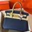 Hot Hermes Birkin 30 Handmade Bag In Navy Blue Clemence Leather HD1607IA66