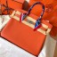 Imitation Hermes Birkin 35 Handmade Bag In Orange Clemence Leather HD1758zB65