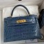 Imitation Hermes Kelly Mini II Sellier Handmade Bag In Colvert Shiny Alligator Leather HD1111JC57