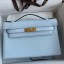 Imitation Hermes Kelly Pochette Handmade Bag In Blue Brume Epsom Calfskin HD1176Fo38