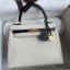 Imitation Hermes Kelly Sellier 25 Bicolor Bag in White and Black Mysore Goatskin HD1279SU34