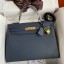 Imitation Hermes Kelly Sellier 32 Handmade Bag In Blue Indigo Epsom Calfskin HD1357SU58