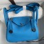 Imitation Hermes Mini Lindy Handmade Bag In Blue Frida Clemence Leather HD1570Dl40