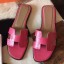 Imitation Hermes Oran Sandals In Rose Red Lizard Leather HD1708sd97