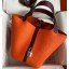 Imitation Hermes Picotin Lock 22 Bicolor Handmade Bag in Orange and Burgundy Swift Leather HD1868Xr72