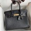 Imitation High Quality Hermes Birkin 30 Retourne Handmade Bag In Black Ostrich Leather HD162Bo39