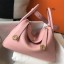 Imitation Top Hermes Lindy 26cm Bag In Pink Clemence Leather GHW HD1424sZ66