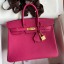 Knockoff Hermes Birkin 25 Retourne Handmade Bag In Rose Tyrien Clemence Leather HD110iV87