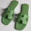 Knockoff Hermes Oran Slide Sandals In Vert Criquet Epsom Calfskin HD1749Ez66