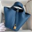 Knockoff Hermes Picotin Lock 18 Handmade Bag in Deep Blue Clemence Leather HD1829TL77
