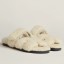 Knockoff Hermes Women's Chypre Sandals In Off White Shearling HD2081kD96