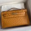 Knockoff High Quality Hermes Kelly Pochette Handmade Bag In Sesame Ostrich Leather HD1209BF80
