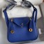 Knockoff High Quality Hermes Mini Lindy Handmade Bag In Blue Electric Clemence Leather HD1569FA65