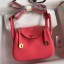 Replica AAAAA Hermes Mini Lindy Handmade Bag In Rose Lipstick Clemence Leather HD1589Xr29