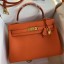 Replica Designer Hermes Kelly Retourne 32 Handmade Bag In Orange Clemence Leather HD1259sk97