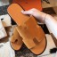 Replica Fashion Hermes Izmir Sandals In Orange Suede Leather HD804af48
