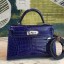 Replica Fashion Hermes Kelly Mini II Handmade Bag In Blue Alligator Crocodile HD297HM85