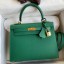Replica Fashion Hermes Kelly Sellier 25 Handmade Bag In Vert Vertigo Epsom Calfskin HD1320HM85