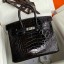Replica Hermes Birkin 25 Retourne Handmade Bag In Black Shiny Alligator Leather HD77fN93