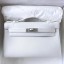 Replica Hermes Kelly Pochette Handmade Bag In White Swift Calfskin HD1218iF81