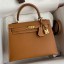 Replica Hermes Kelly Sellier 25 Handmade Bag In Gold Epsom Calfskin HD1299BH97