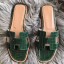 Replica Hermes Oran Sandals In Green Shiny Niloticus Crocodile HD1685ui32