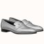 Replica Hermes Paris Loafers In Silver Metallic Goatskin HD1790ls37