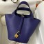 Replica Hermes Picotin Lock 18 Handmade Bag in Blue Encre Clemence Leather HD1823DW49