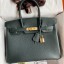 Replica Top Hermes Birkin 30 Retourne Handmade Bag In Vert Cypres Chevre Mysore Leather HD199Il23