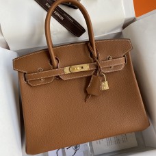 AAA Hermes Birkin 30 Retourne Handmade Bag In Gold Clemence Leather HD177Wl50