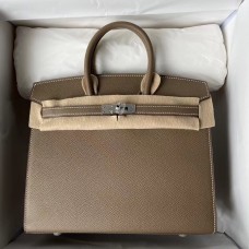 Best Hermes Birkin 25 Sellier Handmade Bag In Taupe Epsom Calfskin HD119Ml87
