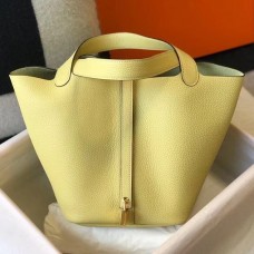 Best Hermes Picotin Lock 22 Bag In Jaune Poussin Clemence Leather HD1856kr25