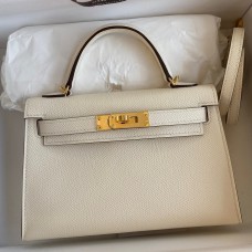 Cheap Copy Hermes Kelly Mini II Sellier Handmade Bag In Nata Epsom Calfskin HD1129VZ14