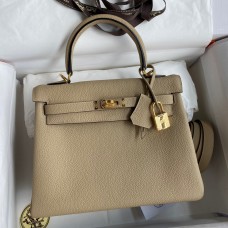 Copy Hermes Kelly Retourne 25 Handmade Bag In Trench Clemence Leather HD1238Sz74