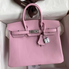 Fake Hermes Birkin 25 Retourne Handmade Bag In Mauve Sylvestre Swift Calfskin HD95oA83