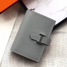 Hermes Bearn Mini Wallet In Blue Lin Epsom Leather HD47Yn66