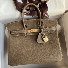 Hermes Birkin 25 Handmade Bag In Taupe Clemence Leather HD1990qD73