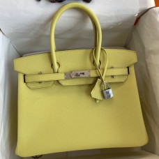 Hermes Birkin 30 Retourne Handmade Bag In Lime Epsom Calfskin HD182io33