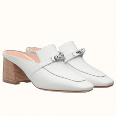 Hermes Blossom Mules 60mm In White Goatskin HD295De45